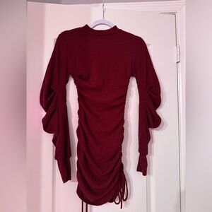 Fashion Nova Burgundy Ruched Mini Dress